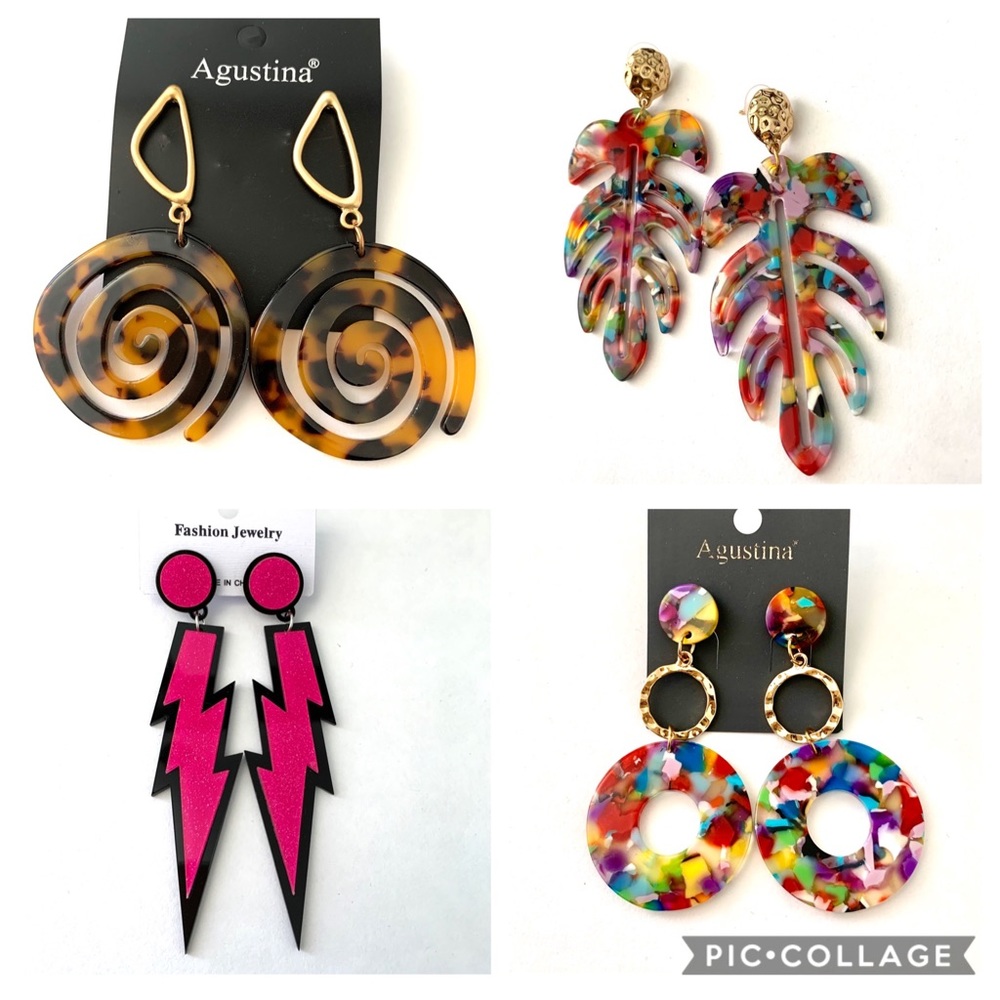 Geometric drop acrylic style drop stud Earrings